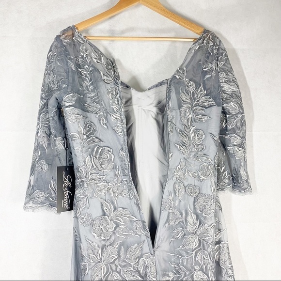 La Femme 28053 Silver Embroidered Gown - Picture 9 of 11